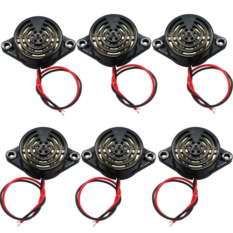 mxuteuk 6pcs DC 3-24V Wired Electronic Buzzer Alarm Sounder Speaker Intermittent Beep Tone SFM-27-II - Image 1